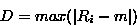 \begin{displaymath}
D = max(\vert R_{i}-m\vert)\end{displaymath}
