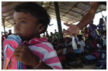 A child in a refugee camp